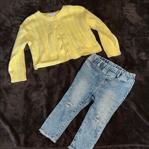 Baby GAP Yellow Cardigan and Denim Jeggings 2T
